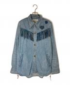 REMI RELIEFレミレリーフ）の古着「デニムフリンジシャツジャケット」｜ブルー