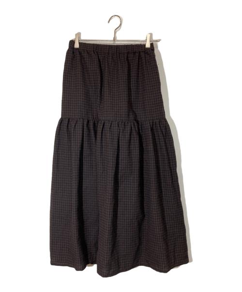 KAGURE（カグレ）kagure (カグレ) ギンガムティアードスカート ブラウン サイズ:Freeの古着・服飾アイテム