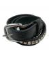 TORY LEATHER（トリーレザー）の古着「Bridle Leather Clincher Belt Featuring metal clinchers down the center」｜ブラック