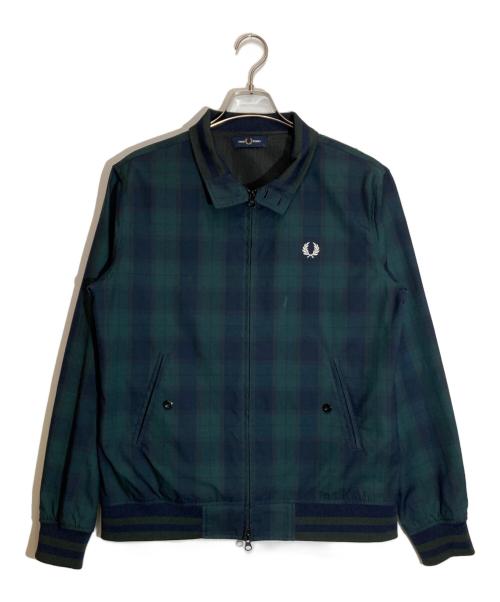 FRED PERRY（フレッドペリー）FRED PERRY (フレッドペリー) BEAMS (ビームス) 別注 Harrington Jacket ネイビー×グリーン サイズ:Ⅼの古着・服飾アイテム