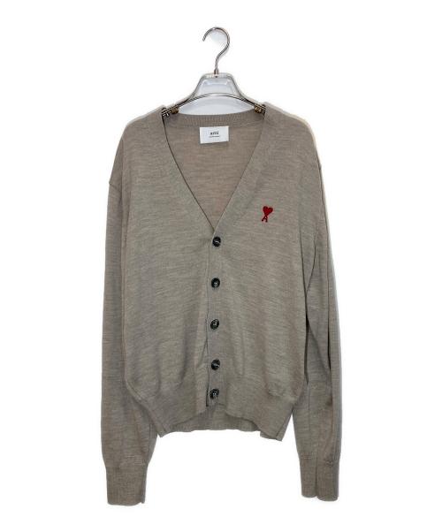 ami（アミ）ami (アミ) ハートロゴ メリノウールカーディガン ベージュ サイズ:SIZE Lの古着・服飾アイテム