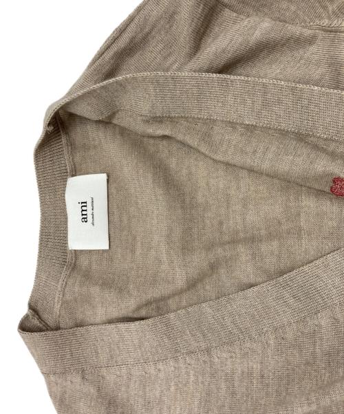 ami（アミ）ami (アミ) ハートロゴ メリノウールカーディガン ベージュ サイズ:SIZE Lの古着・服飾アイテム