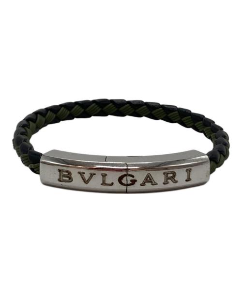 BVLGARI（ブルガリ）BVLGARI (ブルガリ) ブルガリ マン レザーブレスレット ブラック×カーキ サイズ:-の古着・服飾アイテム