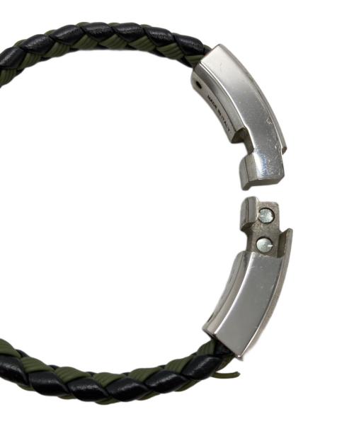 BVLGARI（ブルガリ）BVLGARI (ブルガリ) ブルガリ マン レザーブレスレット ブラック×カーキ サイズ:-の古着・服飾アイテム