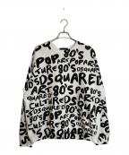 DSQUARED2ディースクエアード）の古着「D2 POP 80'S KNIT CREWNECK PULLOVER」｜ブラック×ホワイト