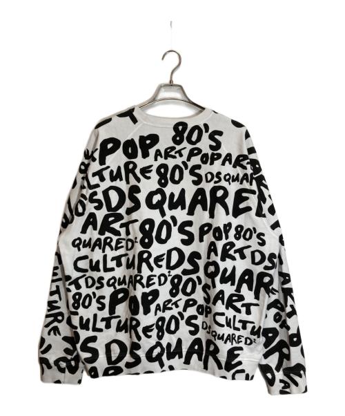 DSQUARED2（ディースクエアード）DSQUARED2 (ディースクエアード) D2 POP 80'S KNIT CREWNECK PULLOVER ブラック×ホワイト サイズ:SIZE 3XLの古着・服飾アイテム
