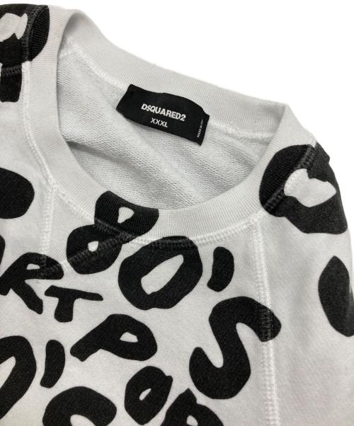 DSQUARED2（ディースクエアード）DSQUARED2 (ディースクエアード) D2 POP 80'S KNIT CREWNECK PULLOVER ブラック×ホワイト サイズ:SIZE 3XLの古着・服飾アイテム