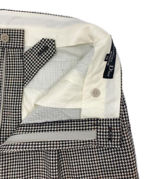 Christian Dior MONSIEUR（クリスチャンディオールムッシュ）Christian Dior MONSIEUR (クリスチャンディオールムッシュ) ウールタックパンツ ホワイト×ブラック サイズ:SIZE 79の古着・服飾アイテム