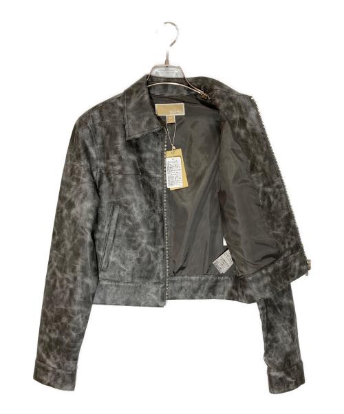 MICHAEL KORS（マイケル・コース）MICHAEL KORS (マイケル・コース) フロントジップ フォーレザー ジャケット グレー サイズ:SIZE Sの古着・服飾アイテム