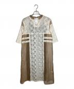 willfullyウィルフリー）の古着「flower organdy lace switching layered OP」｜ホワイト