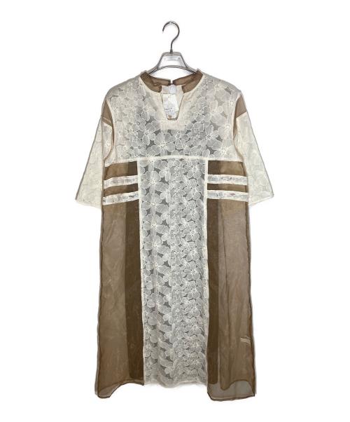 willfully（ウィルフリー）willfully (ウィルフリー) flower organdy lace switching layered OP ホワイト サイズ:Freeの古着・服飾アイテム