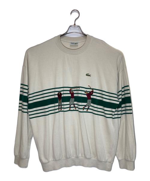CHEMISE LACOSTE（シュミーズ ラコステ）CHEMISE LACOSTE (シュミーズ ラコステ) ゴルフ刺繍クルーネックスウェット アイボリー サイズ:6の古着・服飾アイテム