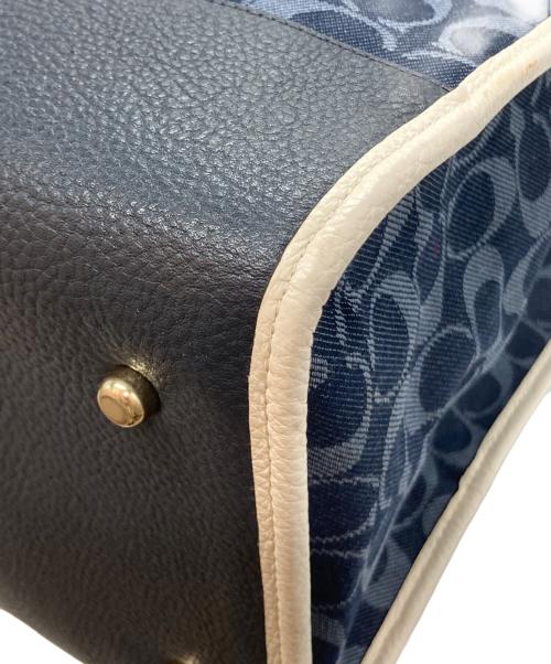 COACH（コーチ）COACH (コーチ) シグネチャー 2WAY トートバッグ ホワイト×ネイビー サイズ:-の古着・服飾アイテム