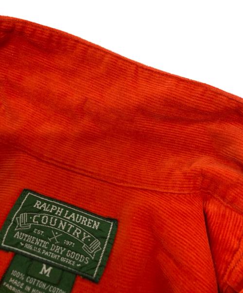 RALPH LAUREN COUNTRY（ラルフローレンカントリー）RALPH LAUREN COUNTRY (ラルフローレンカントリー) エルボーパッチコーデュロイオープンカラーシャツ オレンジ サイズ:SIZE Mの古着・服飾アイテム