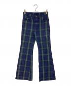 KAPITALキャピタル）の古着「チェックフレアパンツ」｜ネイビー×グリーン