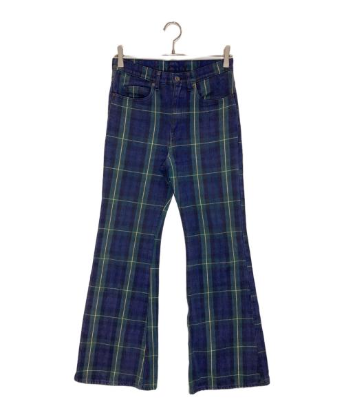 KAPITAL（キャピタル）KAPITAL (キャピタル) チェックフレアパンツ ネイビー×グリーン サイズ:29の古着・服飾アイテム