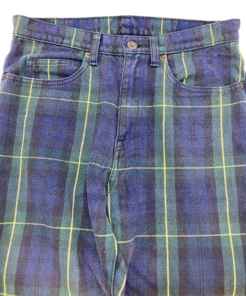 KAPITAL（キャピタル）KAPITAL (キャピタル) チェックフレアパンツ ネイビー×グリーン サイズ:29の古着・服飾アイテム