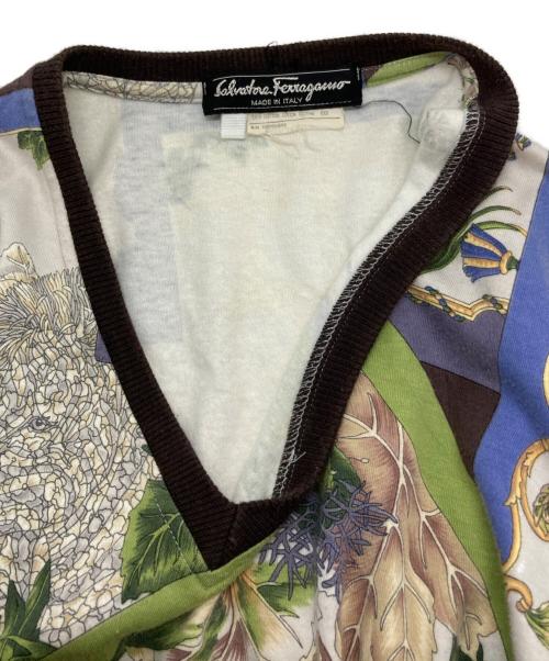 Salvatore Ferragamo（サルヴァトーレ フェラガモ）Salvatore Ferragamo (サルヴァトーレ フェラガモ) VネックTシャツ マルチカラー サイズ:-の古着・服飾アイテム