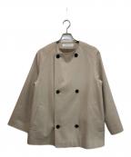 GALERIE VIEギャルリーヴィー）の古着「コットンウールギャバジン カラーレスショートコート」｜アイボリー