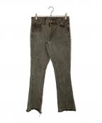 mnmlミニマル）の古着「フレアデニムパンツ」｜ブラック