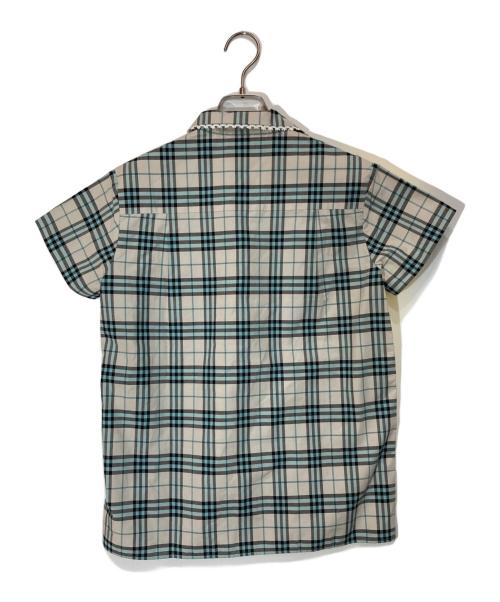 BURBERRY（バーバリー）BURBERRY (バーバリー) フリルノヴァチェックオープンカラーシャツ アイボリー×ブルー サイズ:38の古着・服飾アイテム