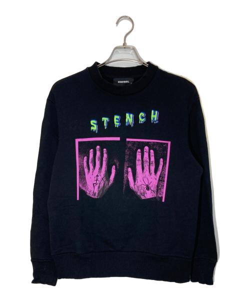 DIESEL（ディーゼル）DIESEL (ディーゼル) STENCH蜘蛛刺繍プリントスウェット ブラック サイズ:XSの古着・服飾アイテム