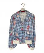 miss levisミスリーバイス）の古着「プリントギンガムチェックジャケット」｜ブルー
