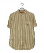 stussyステューシー）の古着「ボタンダウン半袖ストライプシャツ」｜イエロー