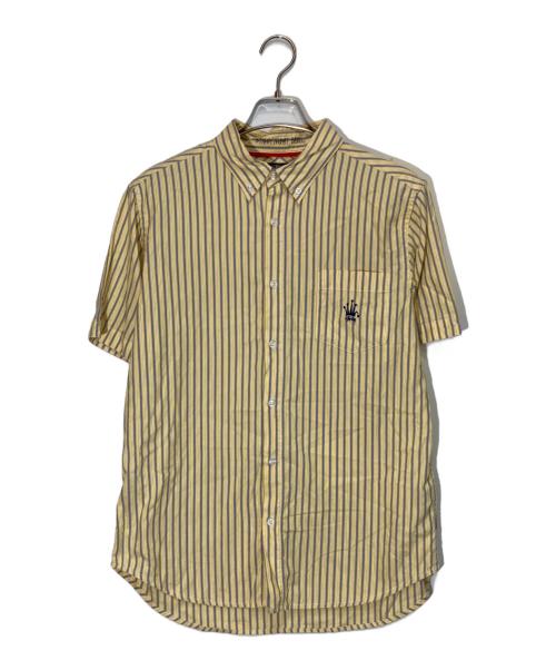 stussy（ステューシー）stussy (ステューシー) ボタンダウン半袖ストライプシャツ イエロー サイズ:Lの古着・服飾アイテム