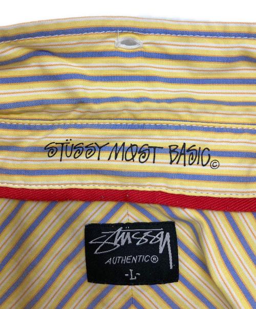 stussy（ステューシー）stussy (ステューシー) ボタンダウン半袖ストライプシャツ イエロー サイズ:Lの古着・服飾アイテム