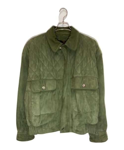 LOEWE（ロエベ）LOEWE (ロエベ) スウェードレザーキルティングジャケット カーキ サイズ:SIZE 50の古着・服飾アイテム