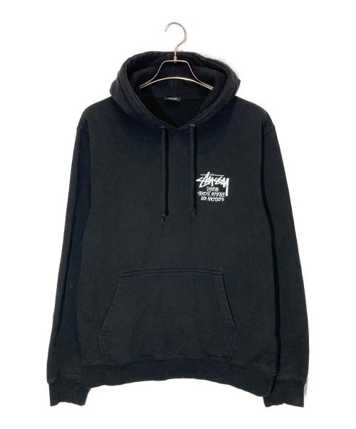 stussy（ステューシー）stussy (ステューシー) プリントプルオーバーパーカー ブラック サイズ:Lの古着・服飾アイテム