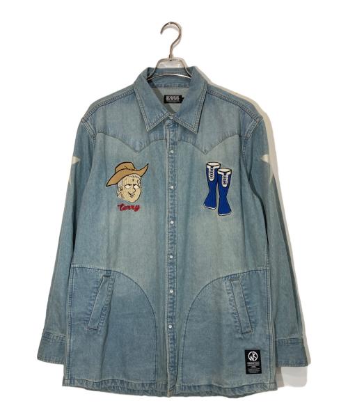 キン肉マン（キンニクマン）キン肉マン (キンニクマン) テリーマン デニムシャツ ブルー サイズ:XLの古着・服飾アイテム