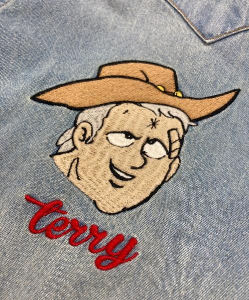 キン肉マン（キンニクマン）キン肉マン (キンニクマン) テリーマン デニムシャツ ブルー サイズ:XLの古着・服飾アイテム