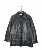 MAISON SPECIALメゾンスペシャル）の古着「Buffalo Crack Leather Dress-Over Car Coat」｜ブラック