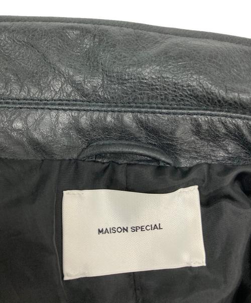 MAISON SPECIAL（メゾンスペシャル）MAISON SPECIAL (メゾンスペシャル) Buffalo Crack Leather Dress-Over Car Coat ブラックの古着・服飾アイテム