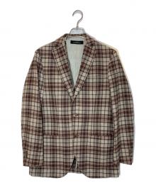 green label relaxing×RING JACKET（グリーンレーベルリラクシング×リングジャケット）の古着「ジレ付きチェックジャケット」｜ブラウン×ベージュ
