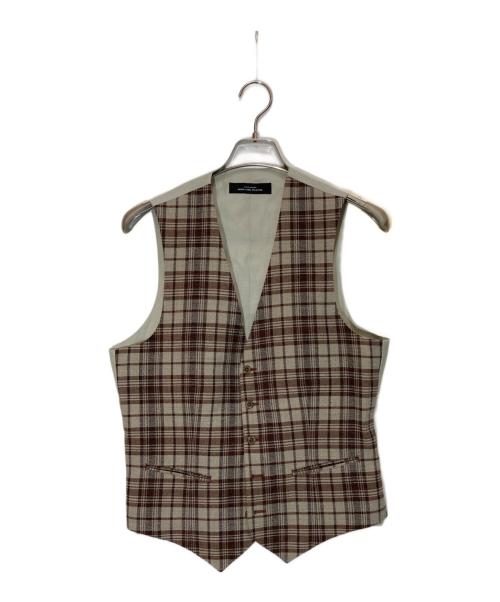 green label relaxing（グリーンレーベルリラクシング）green label relaxing (グリーンレーベルリラクシング) RING JACKET (リングジャケット) ジレ付きチェックジャケット ブラウン×ベージュ サイズ:46の古着・服飾アイテム