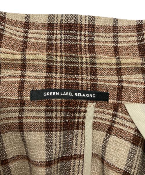 green label relaxing（グリーンレーベルリラクシング）green label relaxing (グリーンレーベルリラクシング) RING JACKET (リングジャケット) ジレ付きチェックジャケット ブラウン×ベージュ サイズ:46の古着・服飾アイテム