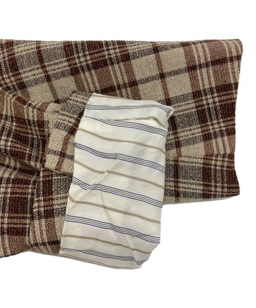 green label relaxing（グリーンレーベルリラクシング）green label relaxing (グリーンレーベルリラクシング) RING JACKET (リングジャケット) ジレ付きチェックジャケット ブラウン×ベージュ サイズ:46の古着・服飾アイテム