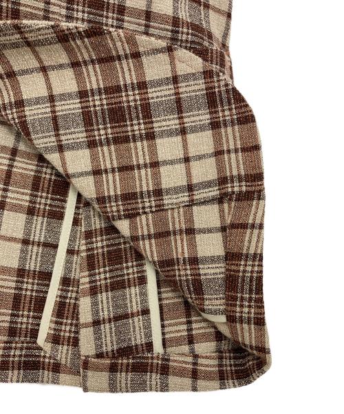 green label relaxing（グリーンレーベルリラクシング）green label relaxing (グリーンレーベルリラクシング) RING JACKET (リングジャケット) ジレ付きチェックジャケット ブラウン×ベージュ サイズ:46の古着・服飾アイテム