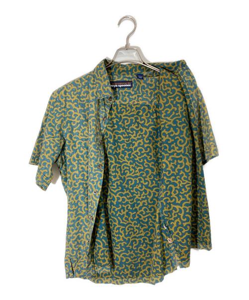 reyn spooner（レイン スプナー）reyn spooner (レイン スプナー) ホースシューアロハシャツ カーキ×ブルー サイズ:Sの古着・服飾アイテム