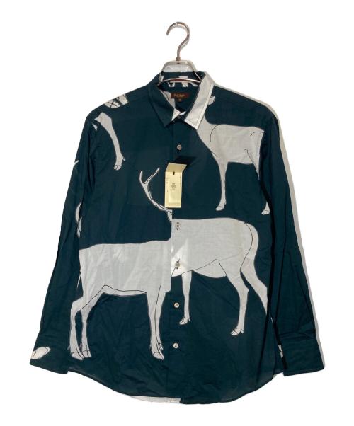Paul Smith COLLECTION（ポールスミス コレクション）Paul Smith COLLECTION (ポールスミス コレクション) 総柄シャツ グリーン×ホワイト サイズ:Ⅿの古着・服飾アイテム