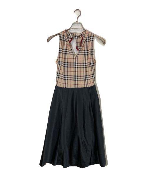 BURBERRY BLUE LABEL（バーバリー ブルー レーベル）BURBERRY BLUE LABEL (バーバリー ブルー レーベル) ノヴァチェックノースリーブワンピース ブラック×ベージュ サイズ:SIZE M (38)の古着・服飾アイテム