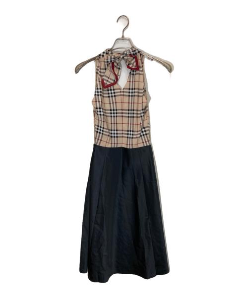 BURBERRY BLUE LABEL（バーバリー ブルー レーベル）BURBERRY BLUE LABEL (バーバリー ブルー レーベル) ノヴァチェックノースリーブワンピース ブラック×ベージュ サイズ:SIZE M (38)の古着・服飾アイテム