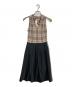 BURBERRY BLUE LABEL（バーバリー ブルー レーベル）の古着「ノヴァチェックノースリーブワンピース」｜ブラック×ベージュ