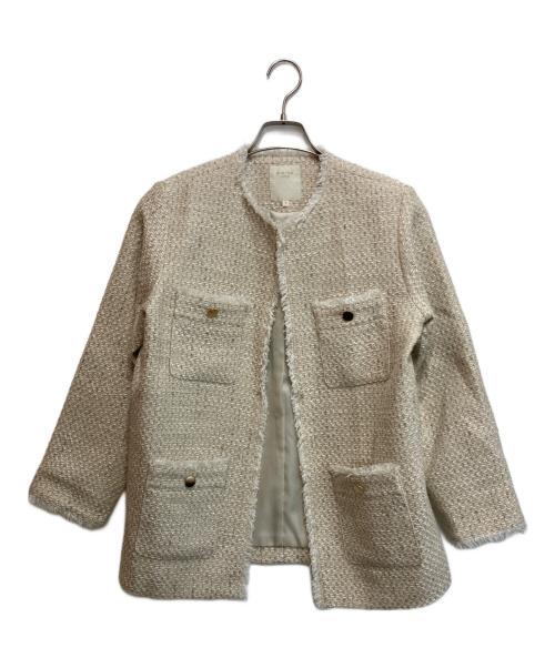 B:MING LIFE STORE by BEAMS（ビーミングライフストア バイ ビームス）B:MING LIFE STORE by BEAMS (ビーミングライフストア バイ ビームス) ノーカラーツイードジャケット アイボリー サイズ:Sの古着・服飾アイテム