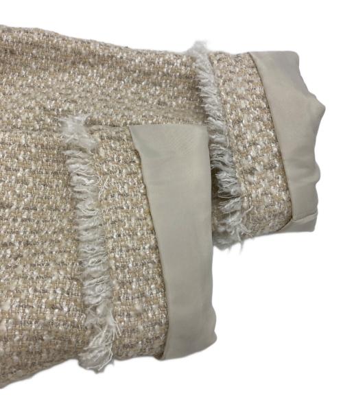 B:MING LIFE STORE by BEAMS（ビーミングライフストア バイ ビームス）B:MING LIFE STORE by BEAMS (ビーミングライフストア バイ ビームス) ノーカラーツイードジャケット アイボリー サイズ:Sの古着・服飾アイテム