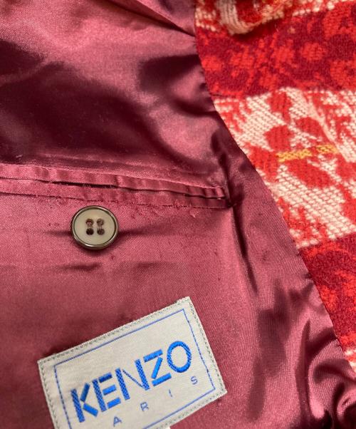 KENZO（ケンゾー）KENZO (ケンゾー) 総柄ウールテーラードジャケット レッド サイズ:SIZE Sの古着・服飾アイテム