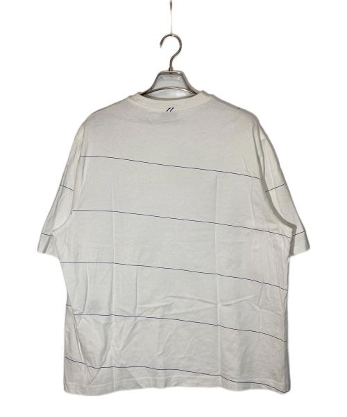 BURBERRY（バーバリー）BURBERRY (バーバリー) Logo Embroidery Striped T-Shirt ホワイト×ブルー サイズ:XXLの古着・服飾アイテム